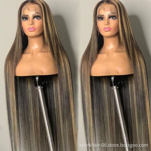 Vendor Wholesale P4/613 Highlight Glueless HD Transparent Lace Frontal Wig,P4/27 Honey Blonde Lace Closure Wigs for Black Women